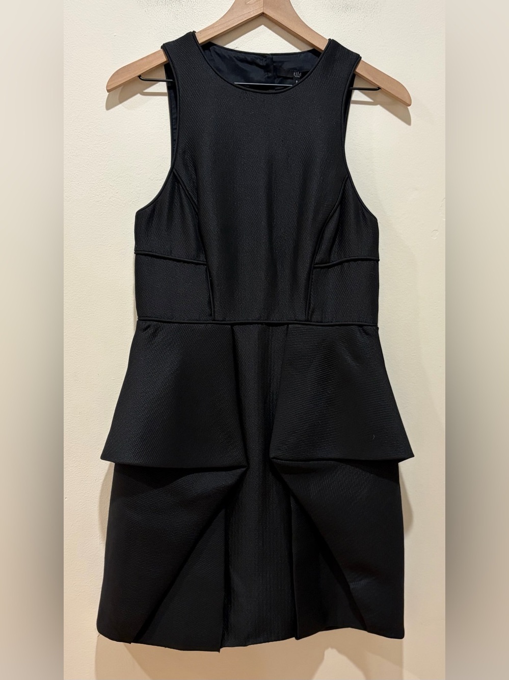 Tibi Simona Jacquard Origami Black Sleeveless Open Back Mini Dress - Size 8